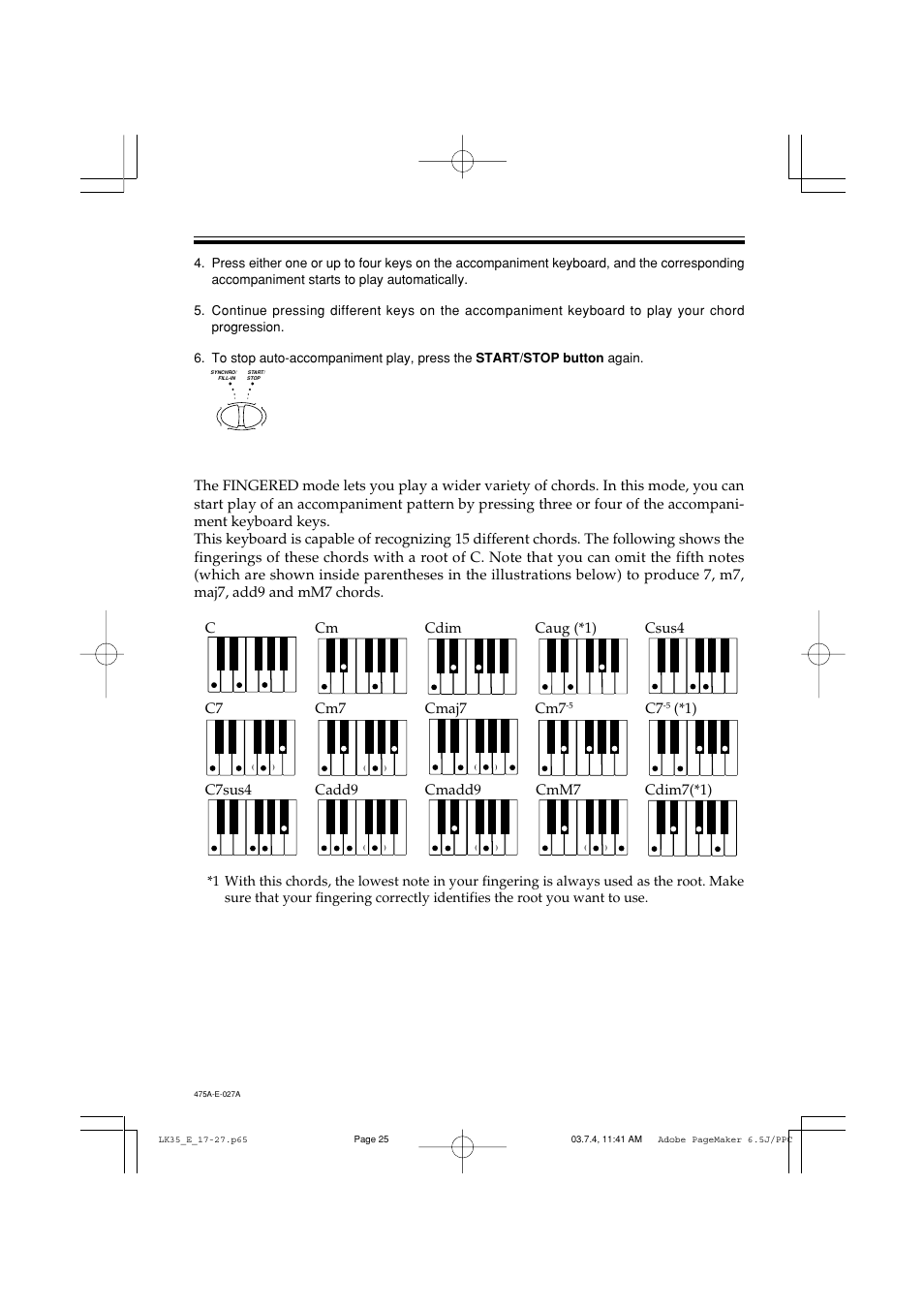 Using standard fingerings | Casio LK35 User Manual | Page 27 / 48