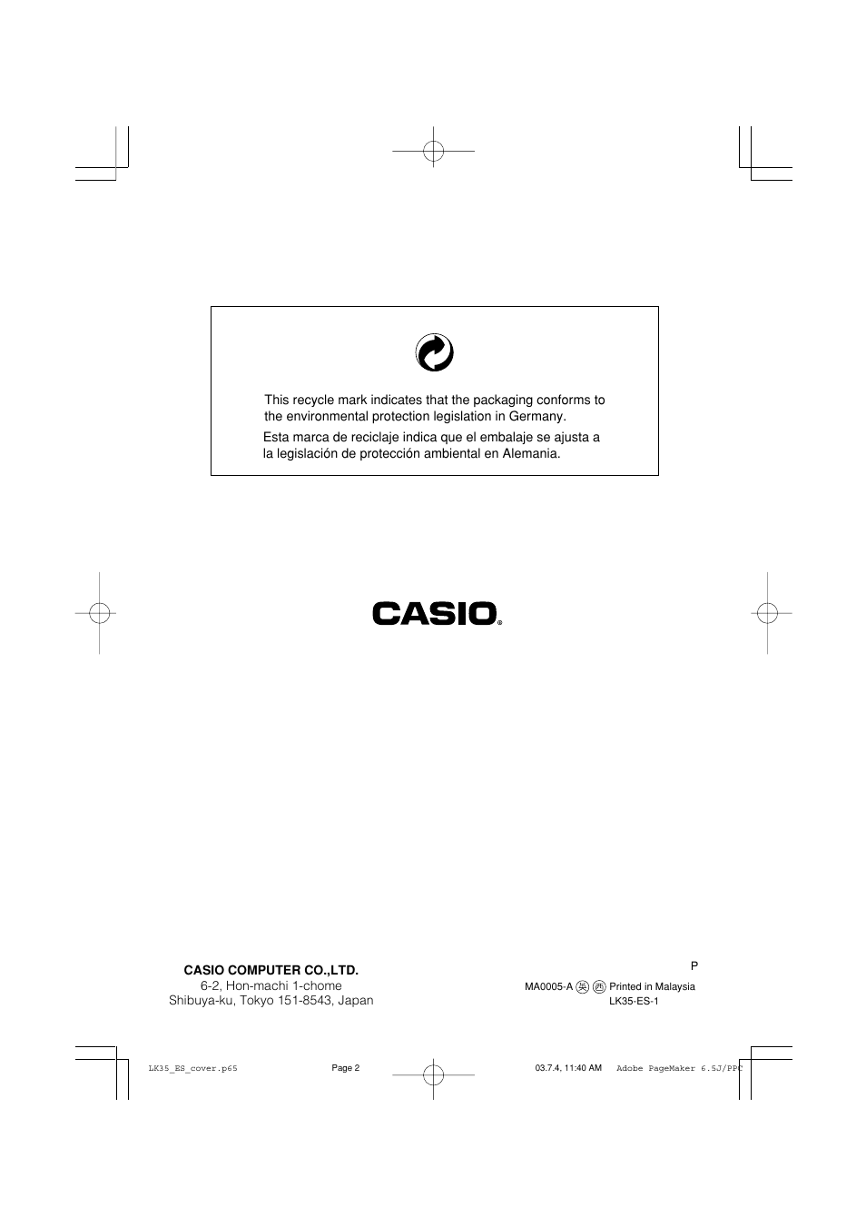 Casio LK35 User Manual | Page 48 / 48