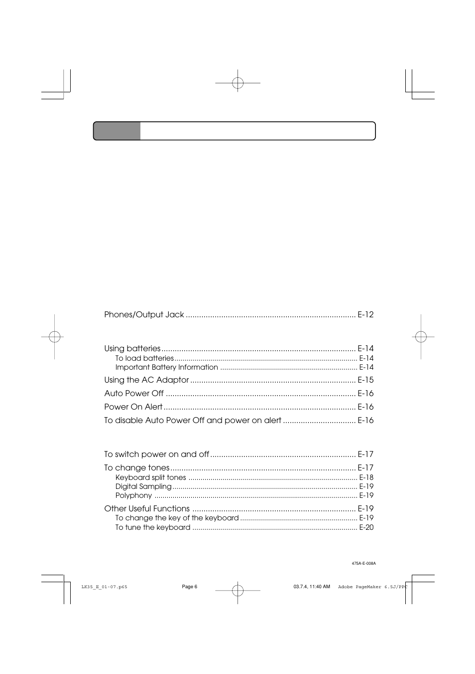 Casio LK35 User Manual | Page 8 / 48