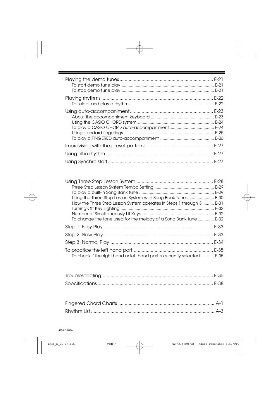 Casio LK35 User Manual | Page 9 / 48