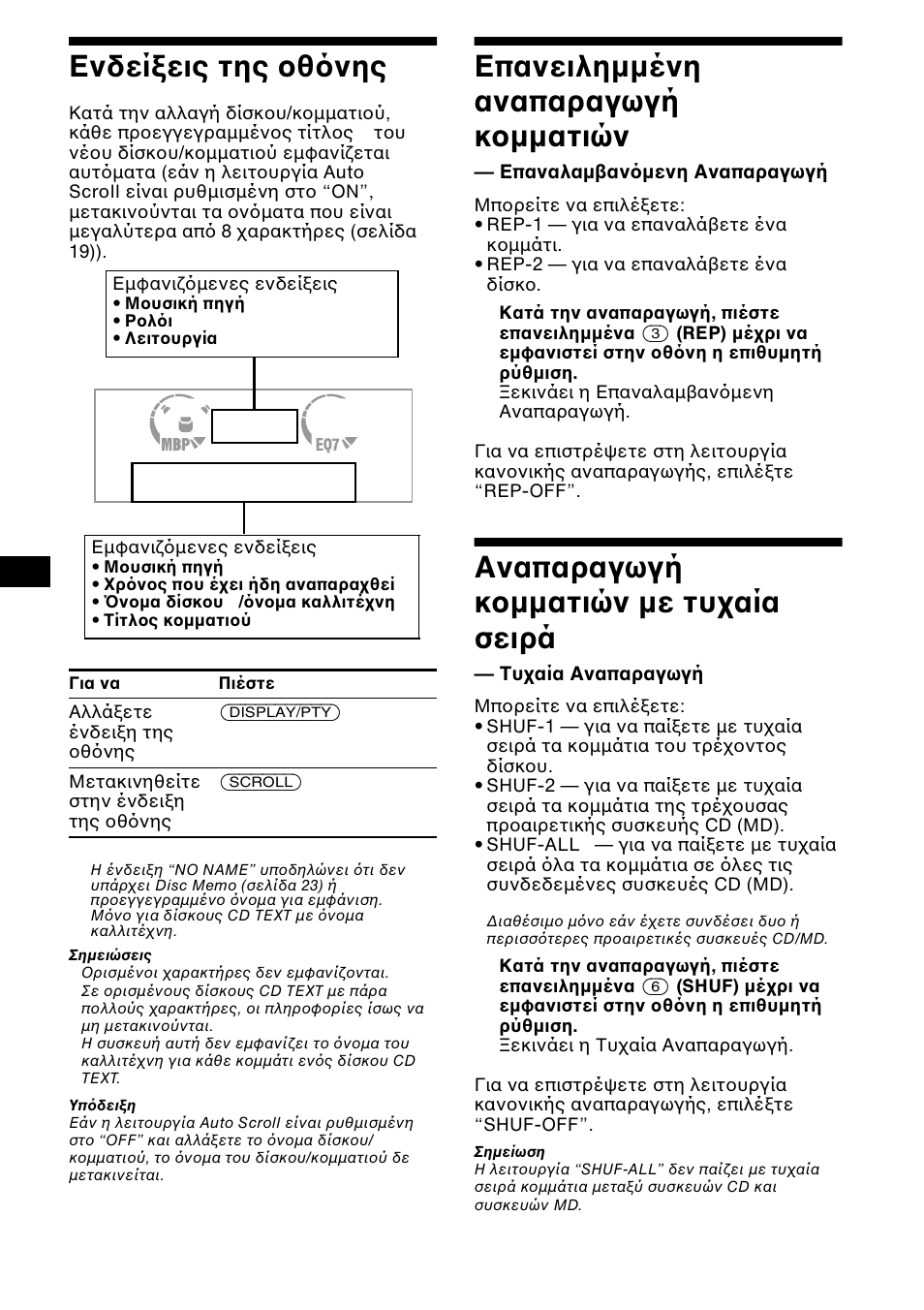 Ендеяоейт фзт пиьнзт, Е²бнейлзмменз бнб²бсбгщгч кпммбфй н, Бнб²бсбгщгч кпммбфй н ме фхчбяб уейсь | Ενδεί εις της θ νης επανειληµµένη αναπαραγωγή, Κ µµατιών — επαναλαµ αν µενη αναπαραγωγή, Αναπαραγωγή κ µµατιών µε τυ αία, Σειρά — τυ αία αναπαραγωγή, 22 ενδεί εις της θ νης, Επανειληµµένη αναπαραγωγή κ µµατιών, Αναπαραγωγή κ µµατιών µε τυ αία σειρά | Sony XR-CA600X User Manual | Page 132 / 172