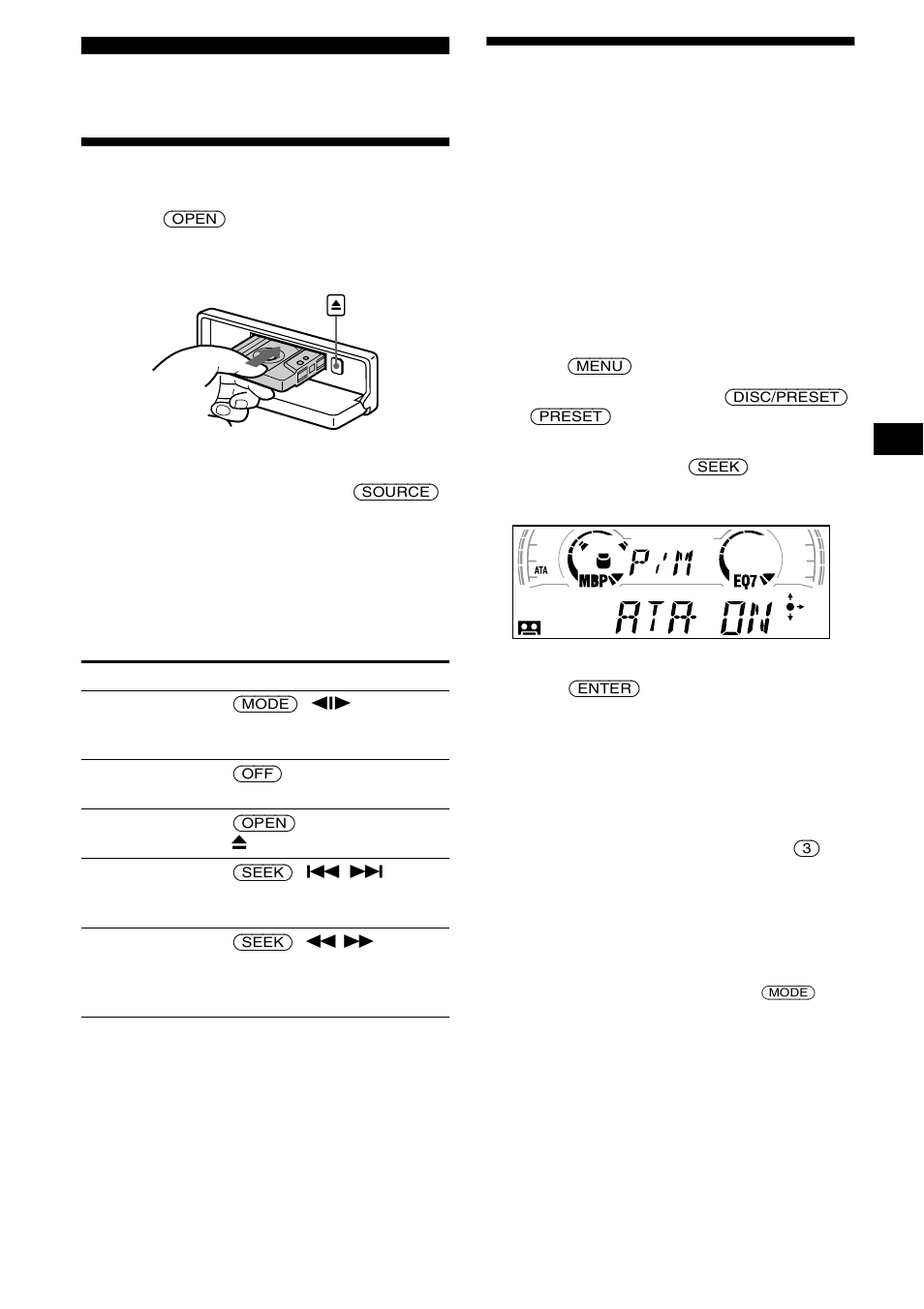 Reproductor de casetes, Audición de cintas, Reproducción de cintas en distintos modos | Modos | Sony XR-CA600X User Manual | Page 37 / 172
