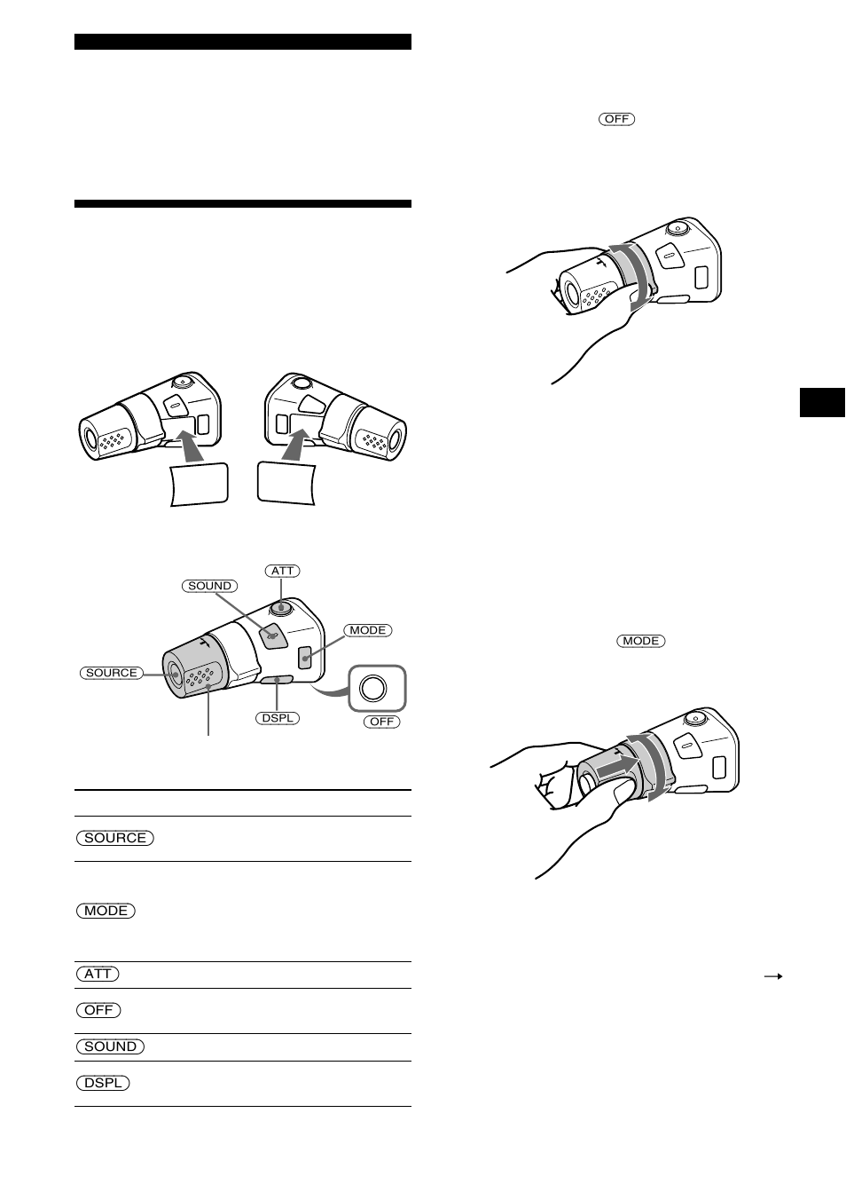 Otras funciones, Uso del mando rotativo, Pulsación de botones | Giro del control, Presión y giro del control | Sony XR-CA600X User Manual | Page 43 / 172