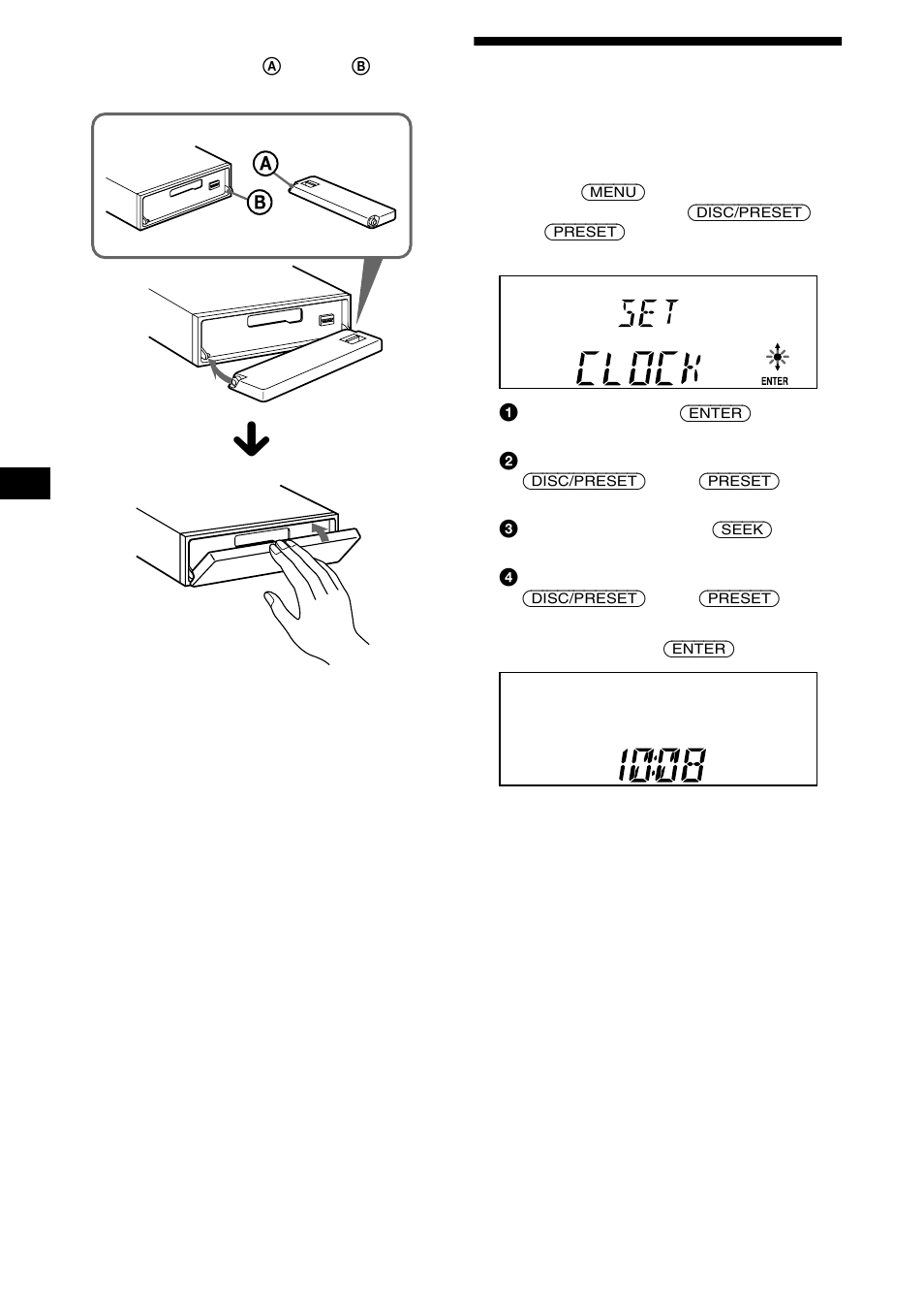 Ställa klockan | Sony XR-CA600X User Manual | Page 62 / 172