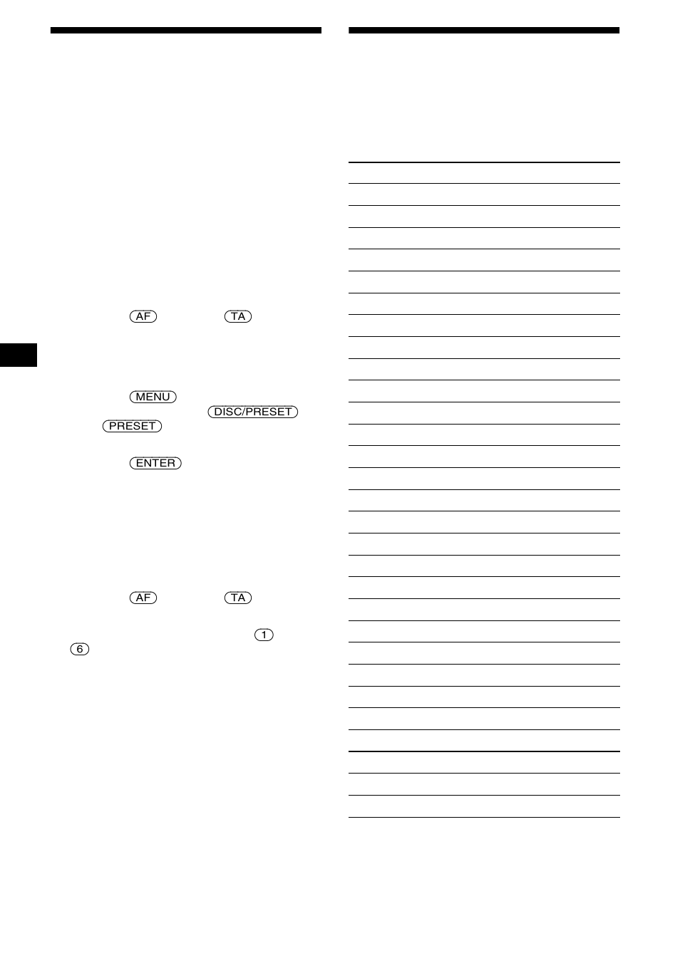 Förinställa rds-stationer med af/ta-inställning, Ta in stationer efter programtyp, Förinställa rds-stationer med af/ta | Inställning, Sidan 14, 14 förinställa rds-stationer med af/ta-inställning | Sony XR-CA600X User Manual | Page 68 / 172