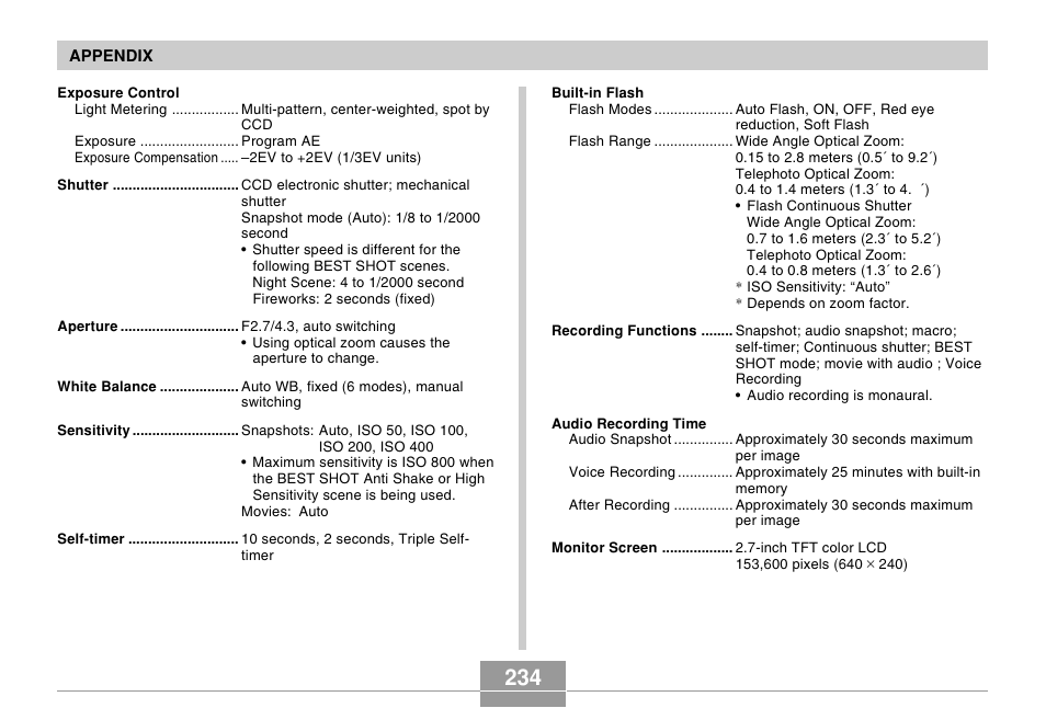 Casio EX-Z600 User Manual | Page 234 / 238