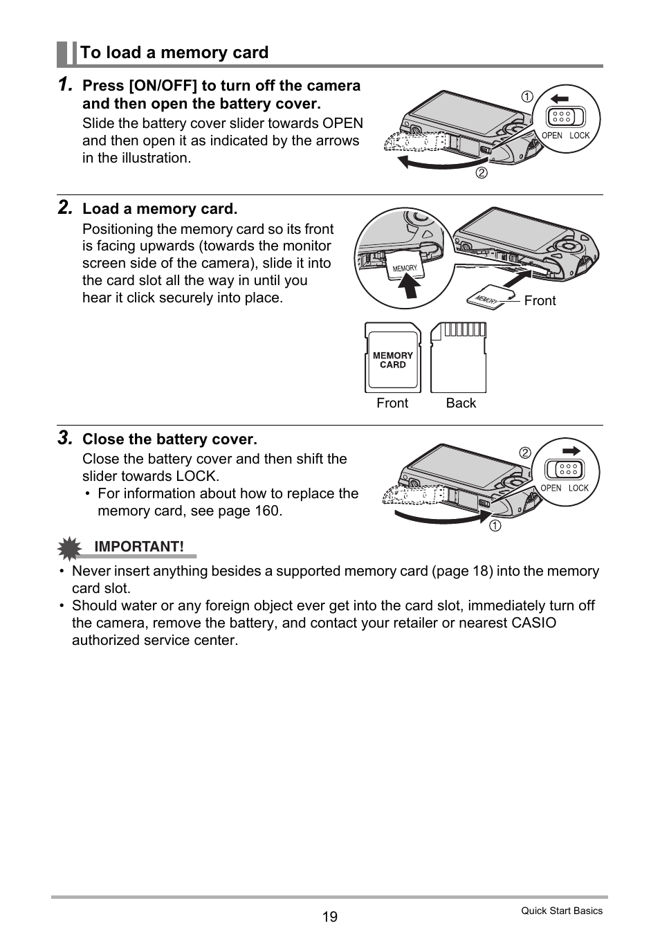 To load a memory card | Casio EXILIM EX-Z2200 User Manual | Page 19 / 195