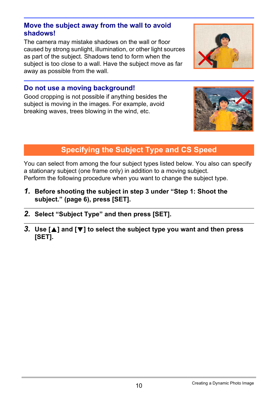 Specifying the subject type and cs speed | Casio EXILIM EX-Z2200 User Manual | Page 191 / 195