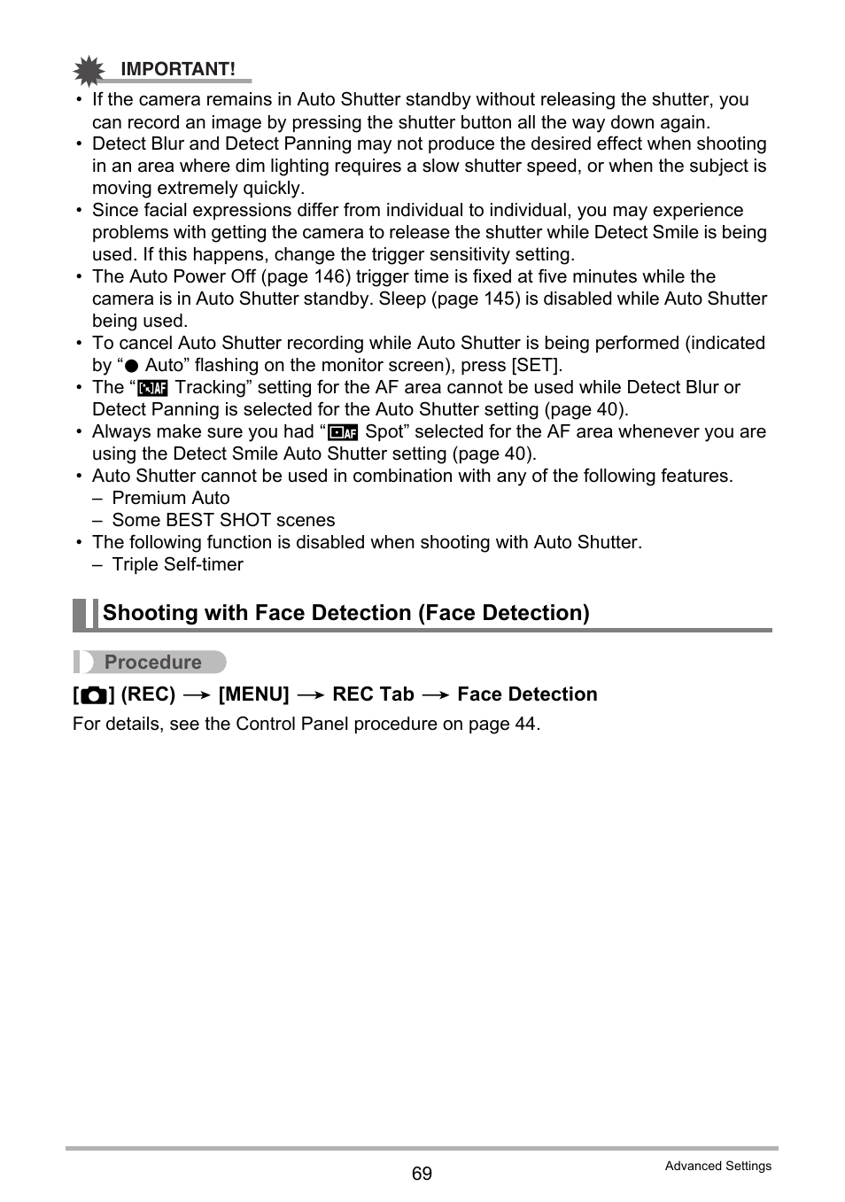 Shooting with face detection (face detection) | Casio EXILIM EX-Z2200 User Manual | Page 69 / 195