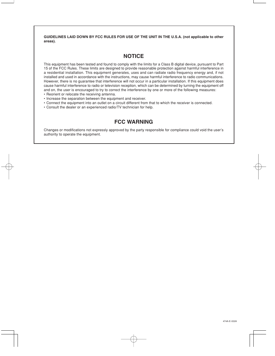 Notice, Fcc warning | Casio LK50-ES-1 User Manual | Page 2 / 7