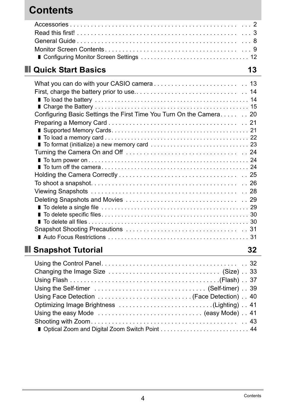 Casio EX-ZS12 User Manual | Page 4 / 136