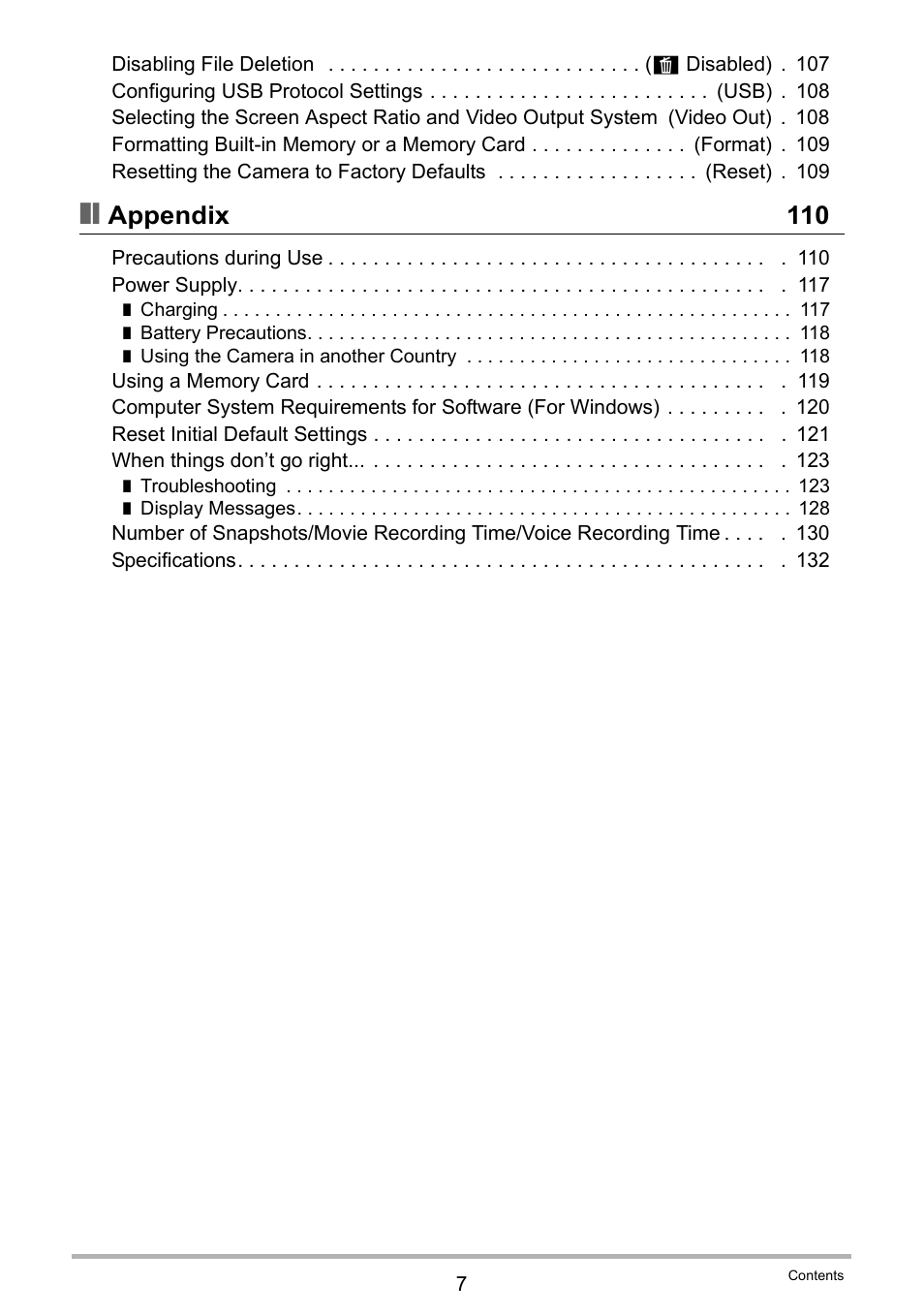 Appendix 110 | Casio EX-ZS12 User Manual | Page 7 / 136
