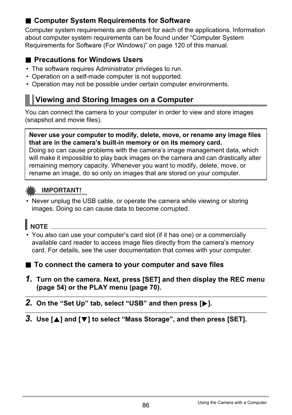 Viewing and storing images on a computer | Casio EX-ZS12 User Manual | Page 86 / 136