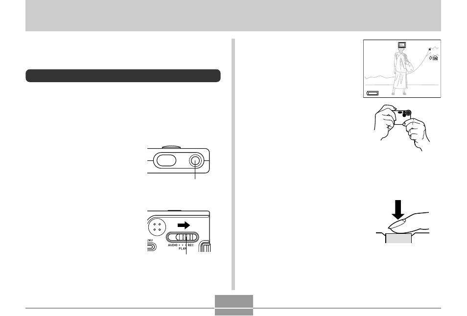 Basic image recording, Recording an image | Casio EX-S1/EX-M1 User Manual | Page 34 / 62