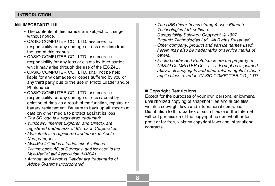 Casio EXILIM EX-Z4U User Manual | Page 8 / 57