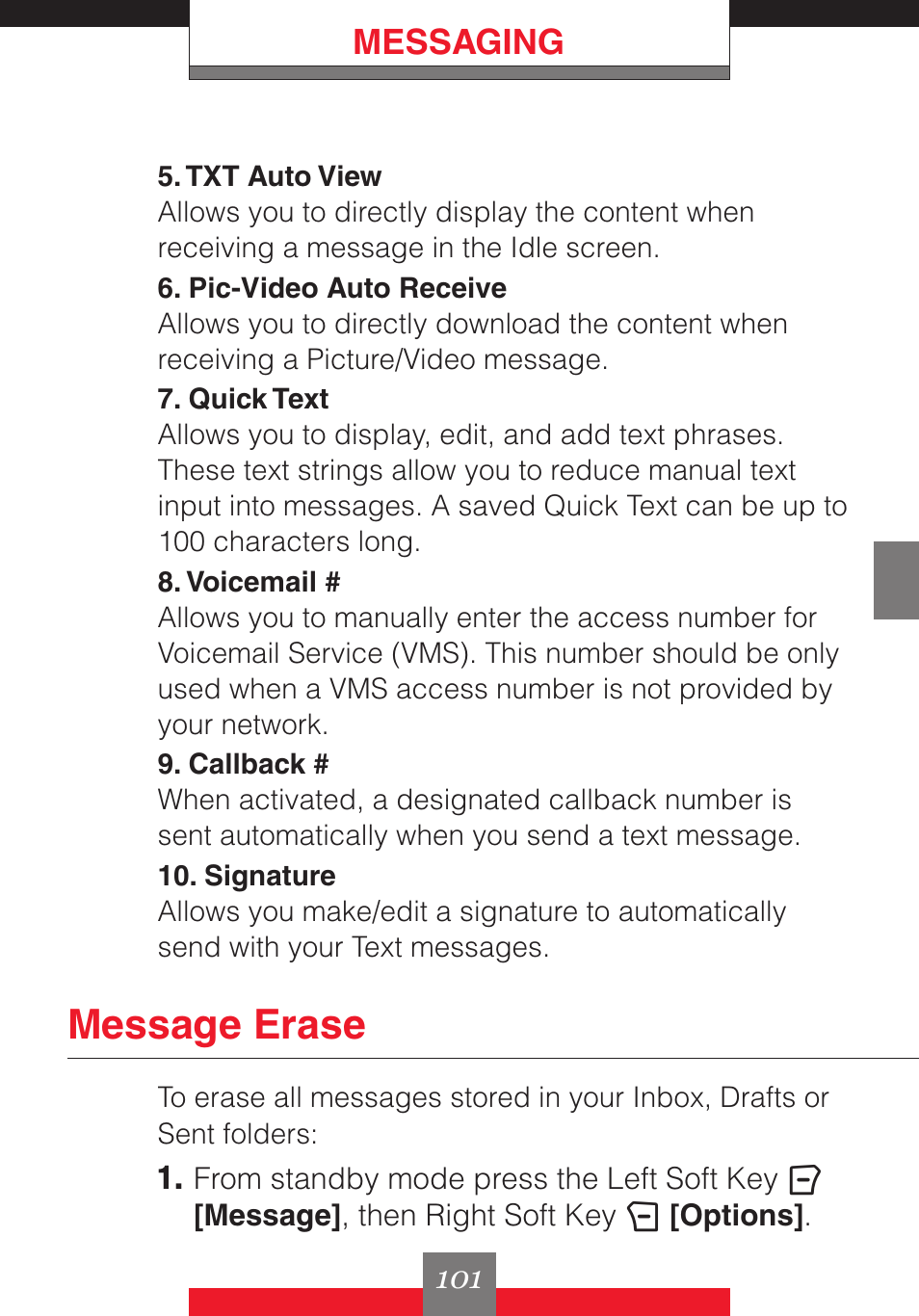 Message erase, Messaging | Casio G'z One User Manual | Page 102 / 242