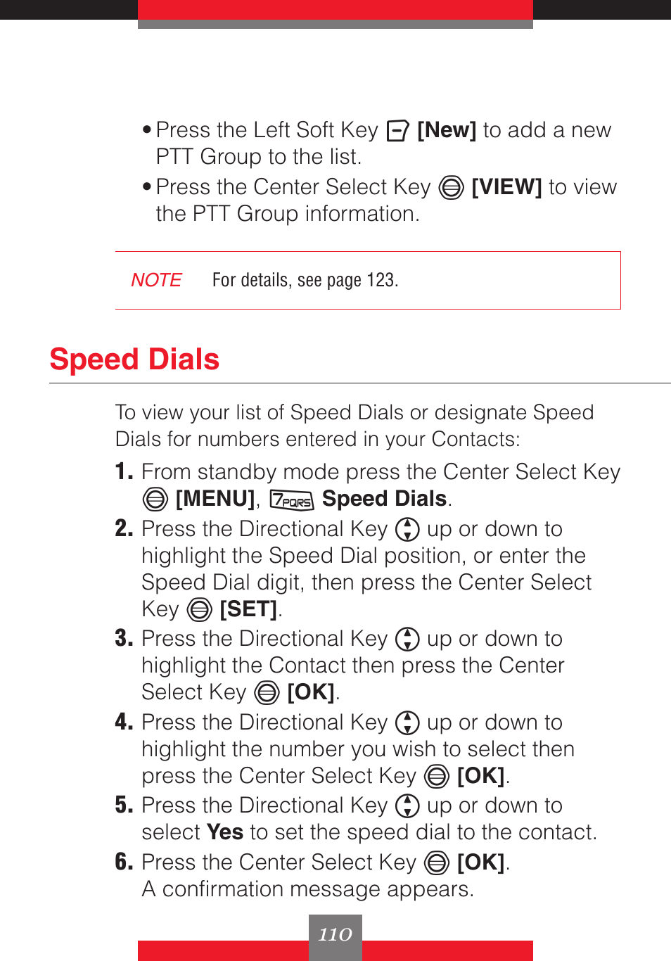 Speed dials | Casio G'z One User Manual | Page 111 / 242