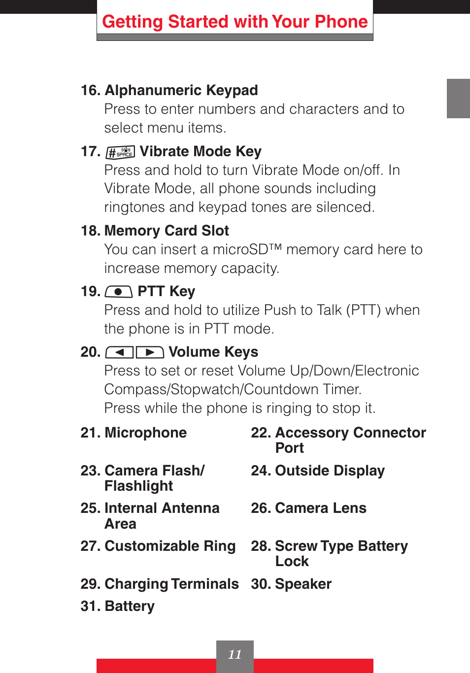 Getting started with your phone | Casio G'z One User Manual | Page 12 / 242