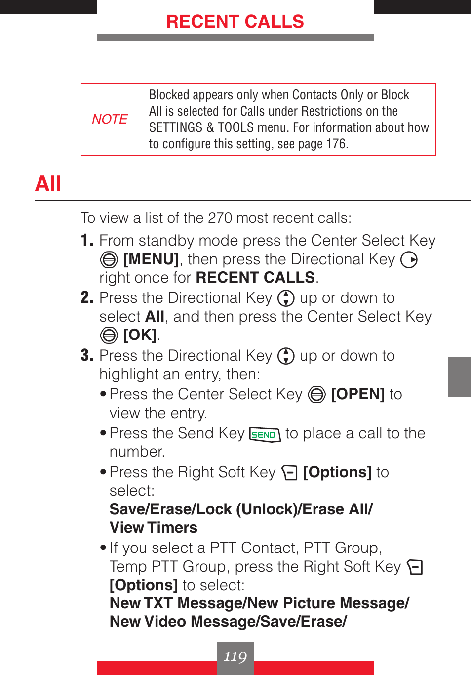 Recent calls | Casio G'z One User Manual | Page 120 / 242