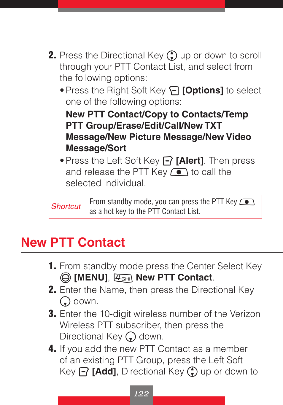 New ptt contact | Casio G'z One User Manual | Page 123 / 242