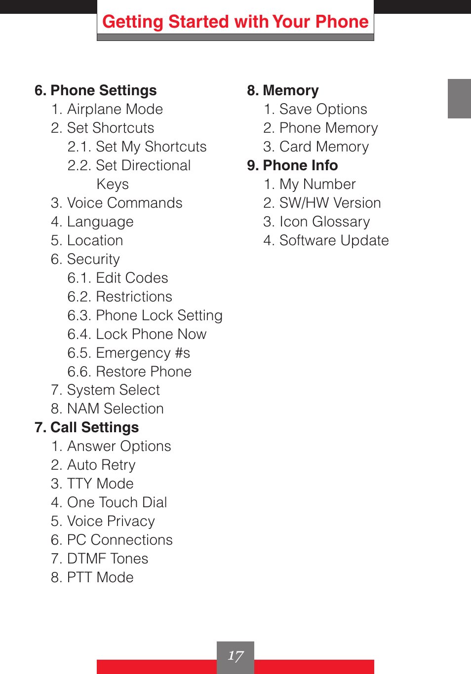 Getting started with your phone | Casio G'z One User Manual | Page 18 / 242