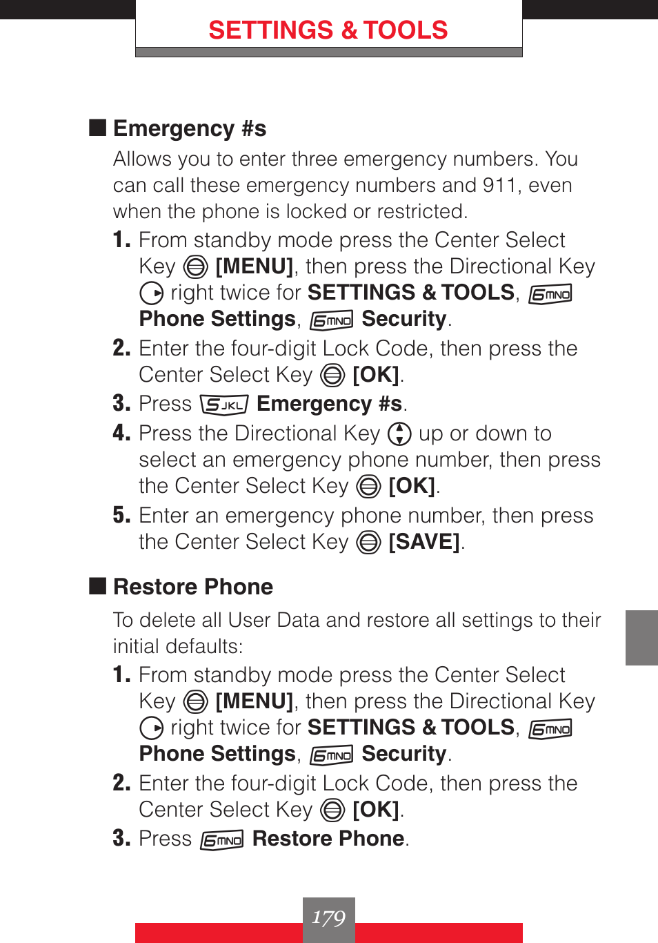 Settings & tools | Casio G'z One User Manual | Page 180 / 242