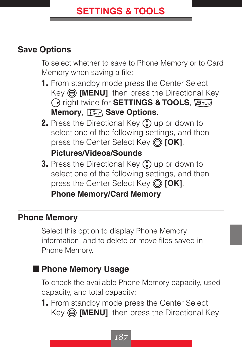 Settings & tools | Casio G'z One User Manual | Page 188 / 242
