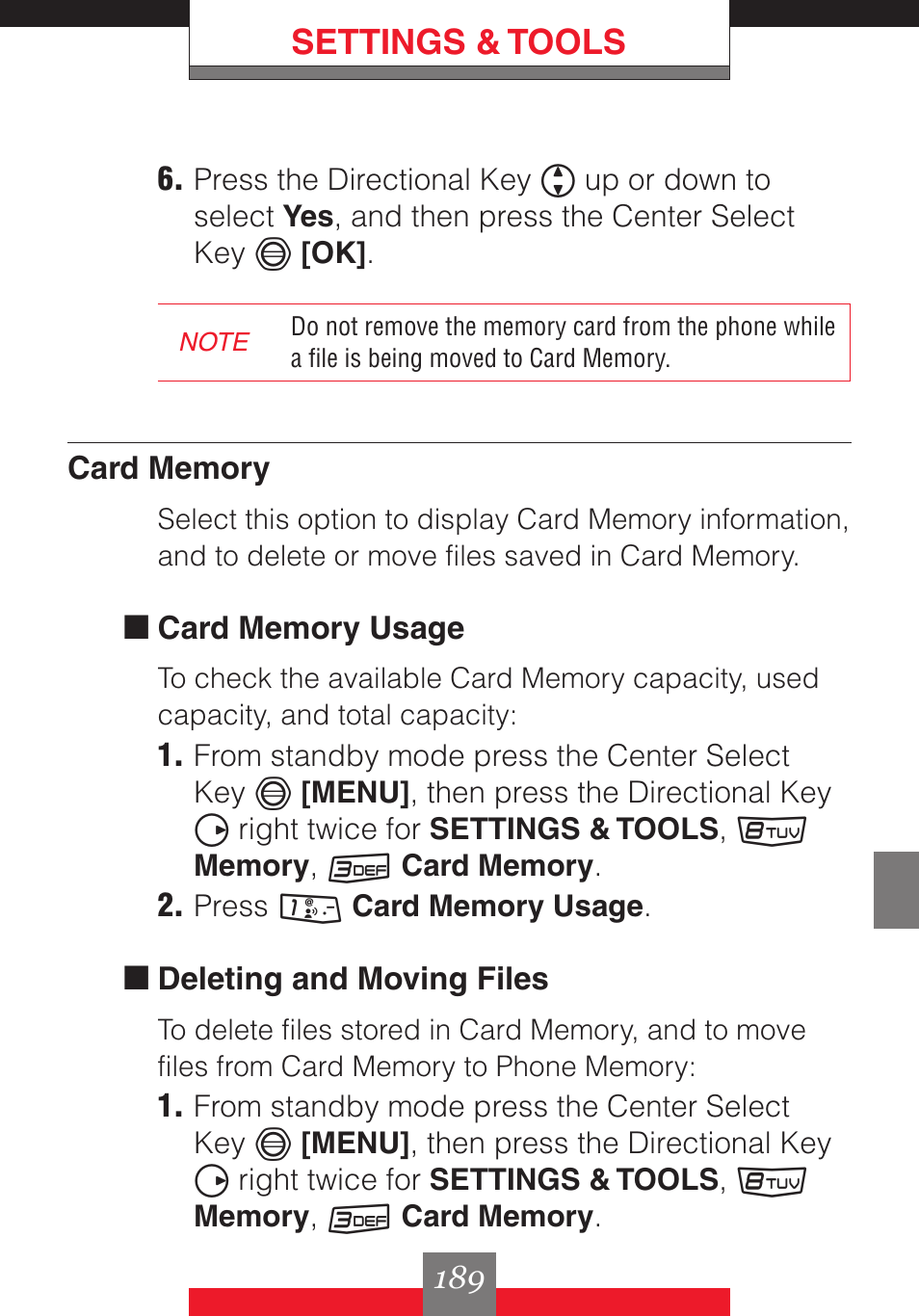 Settings & tools | Casio G'z One User Manual | Page 190 / 242