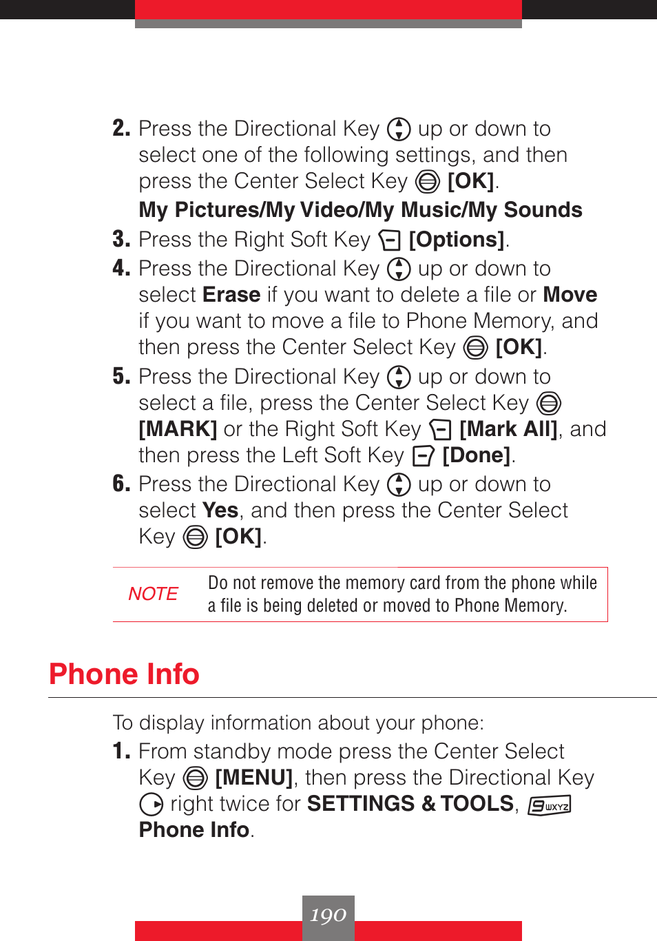 Phone info | Casio G'z One User Manual | Page 191 / 242