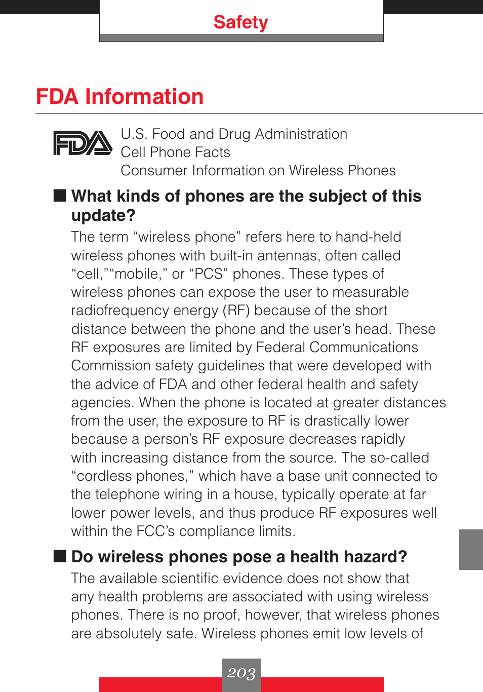 Fda information | Casio G'z One User Manual | Page 204 / 242
