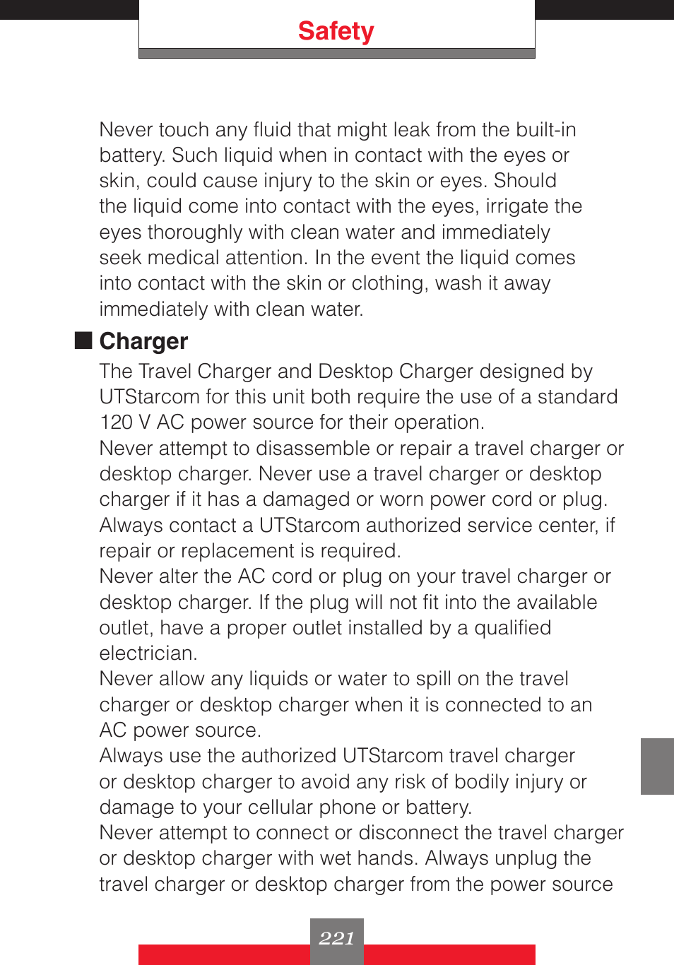 Safety | Casio G'z One User Manual | Page 222 / 242