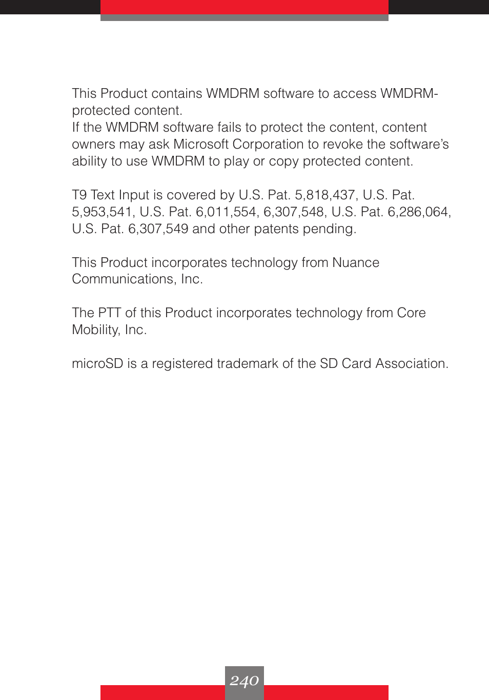 Casio G'z One User Manual | Page 241 / 242
