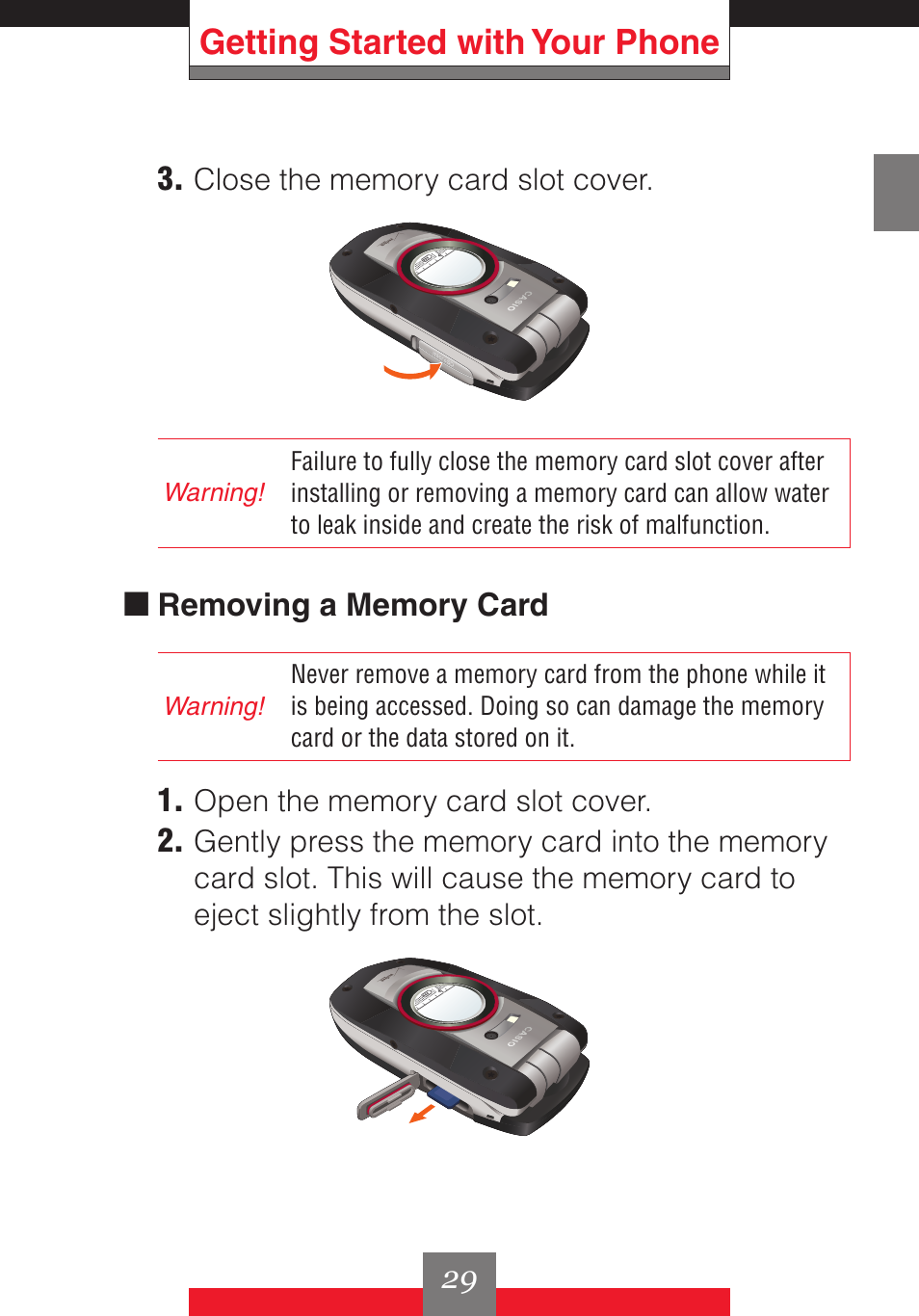 Getting started with your phone | Casio G'z One User Manual | Page 30 / 242