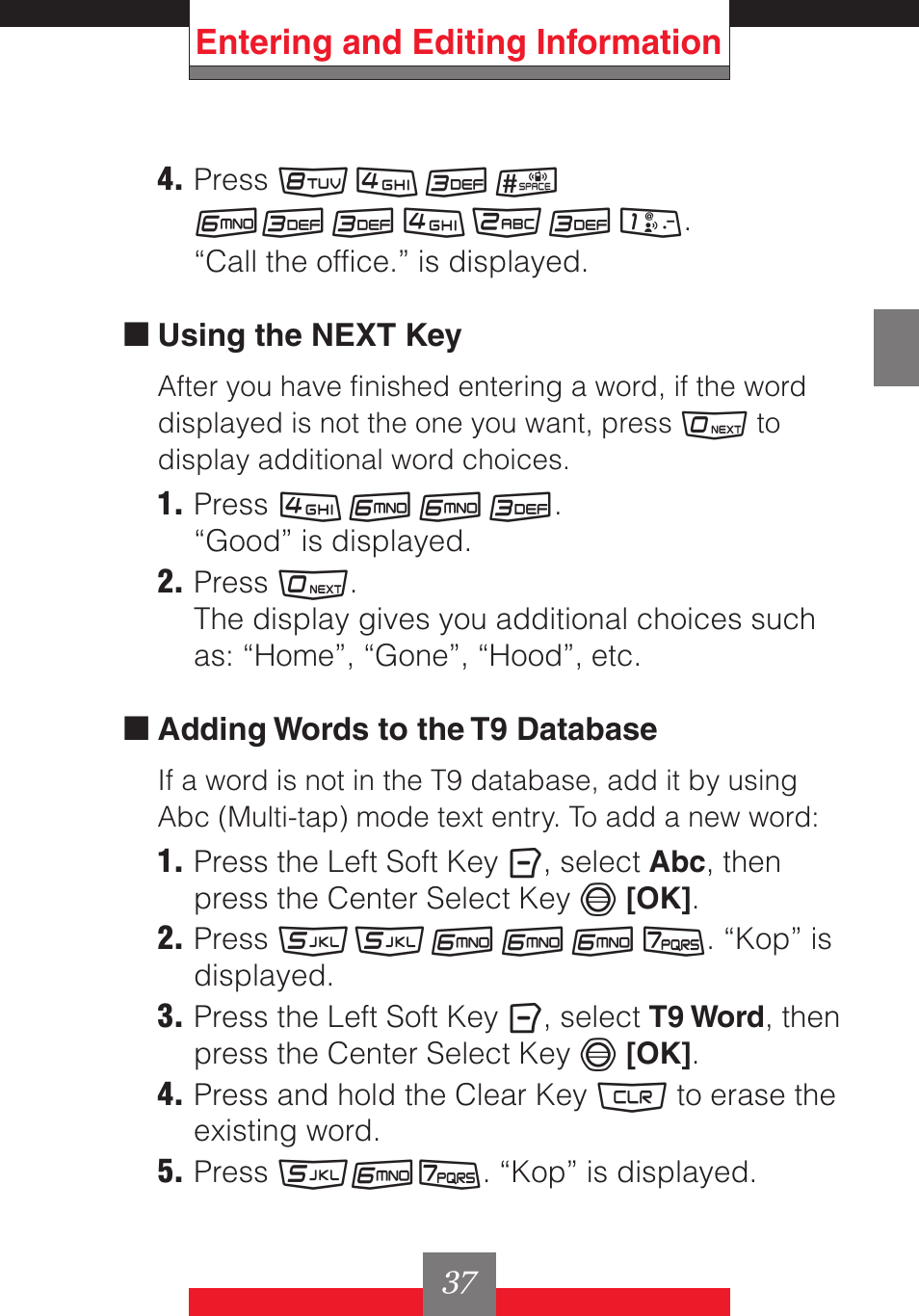 Entering and editing information | Casio G'z One User Manual | Page 38 / 242