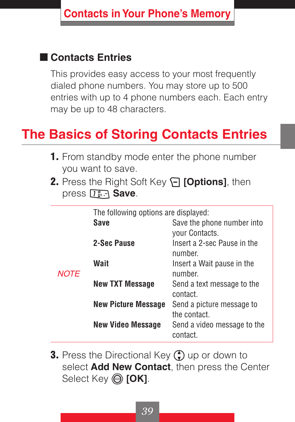 The basics of storing contacts entries | Casio G'z One User Manual | Page 40 / 242