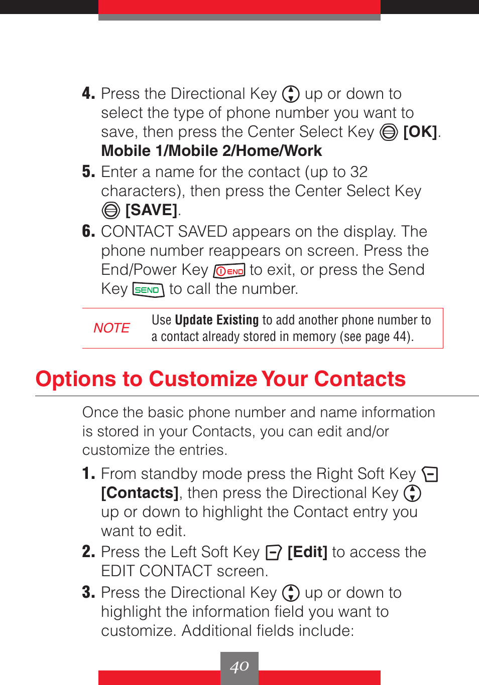 Options to customize your contacts | Casio G'z One User Manual | Page 41 / 242