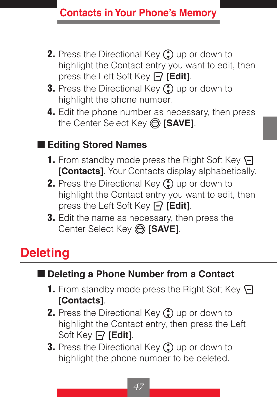 Deleting | Casio G'z One User Manual | Page 48 / 242