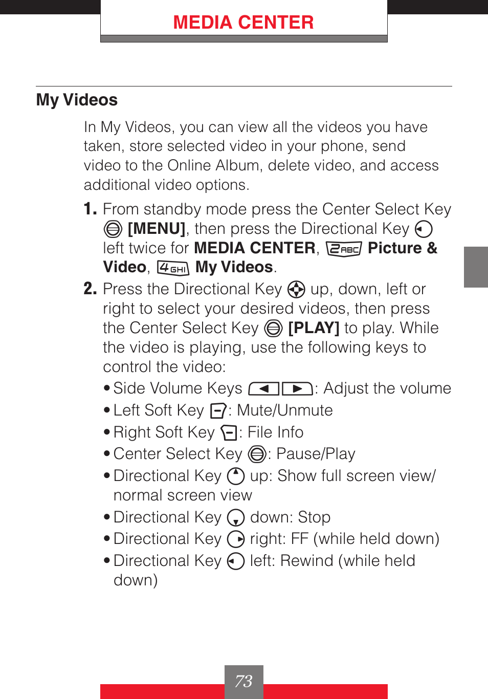 Media center | Casio G'z One User Manual | Page 74 / 242