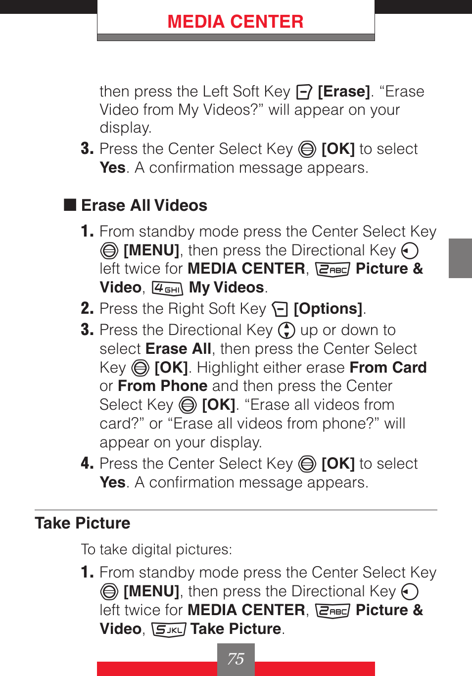 Media center | Casio G'z One User Manual | Page 76 / 242