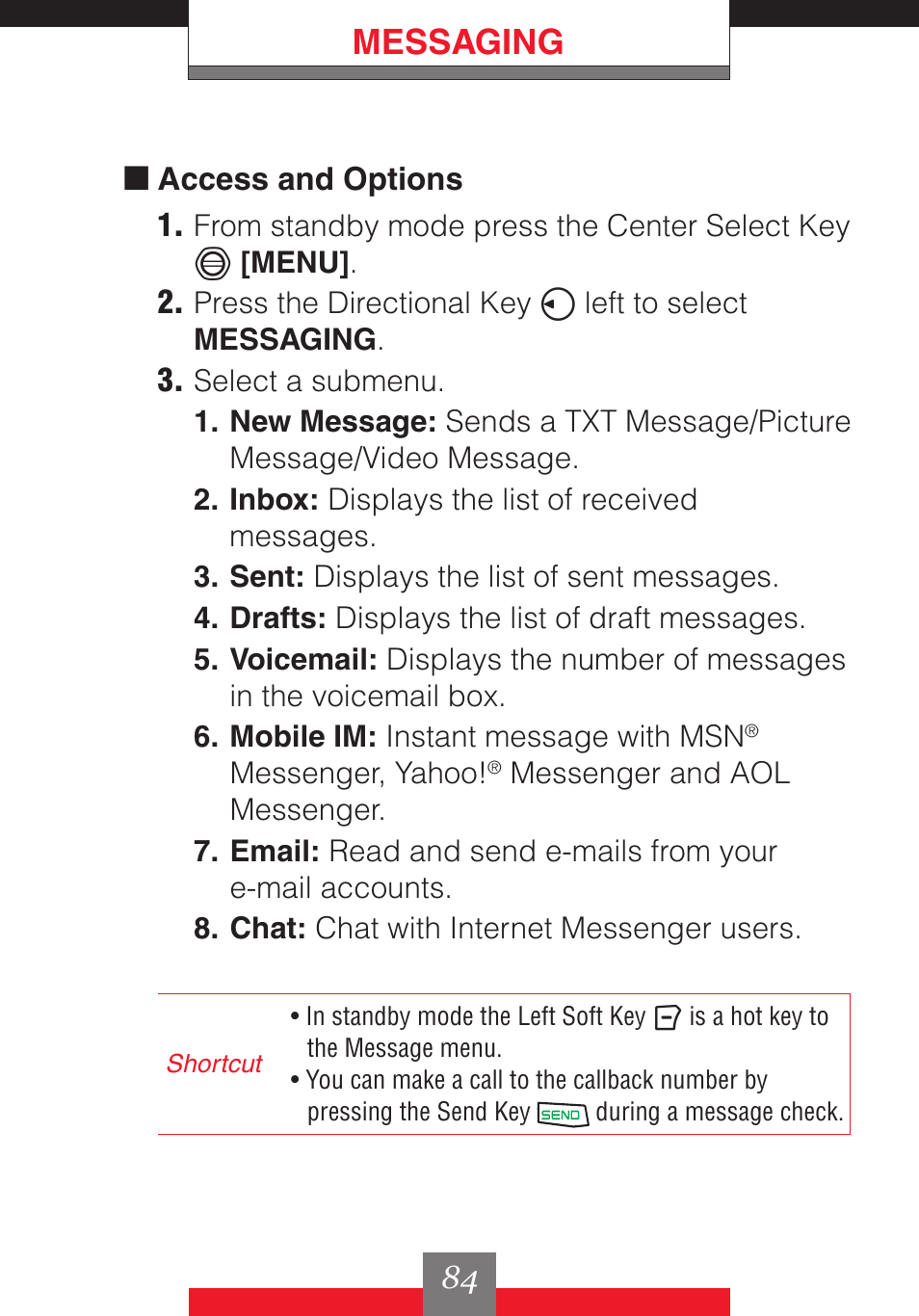 Messaging | Casio G'z One User Manual | Page 85 / 242