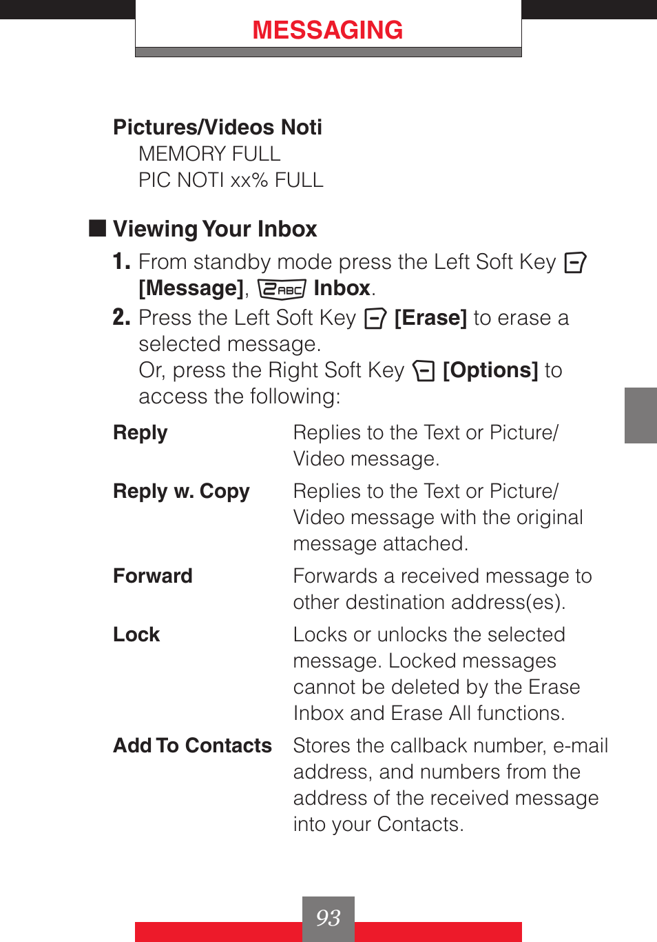 Messaging | Casio G'z One User Manual | Page 94 / 242