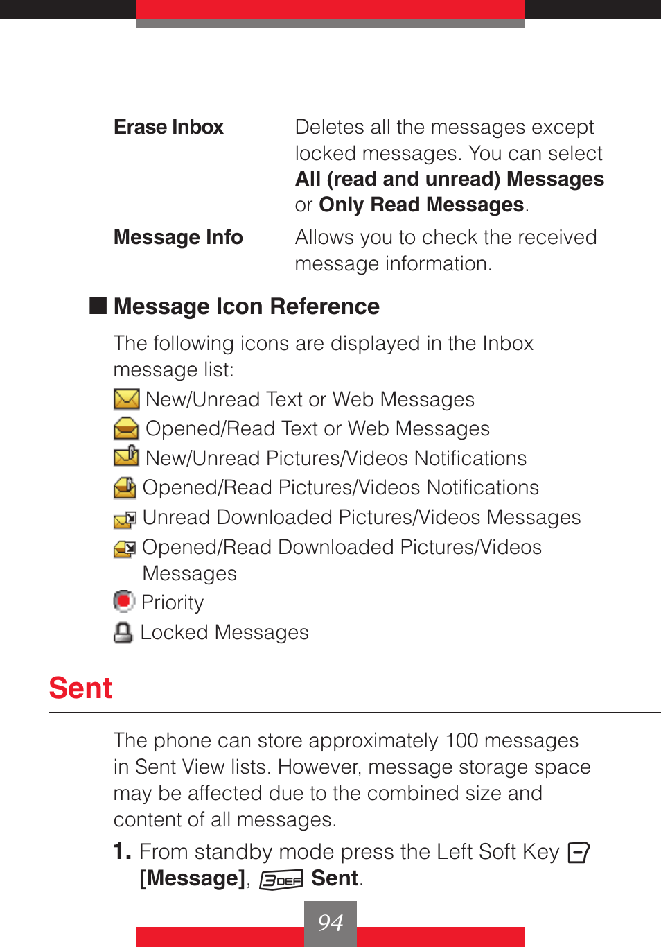 Sent | Casio G'z One User Manual | Page 95 / 242