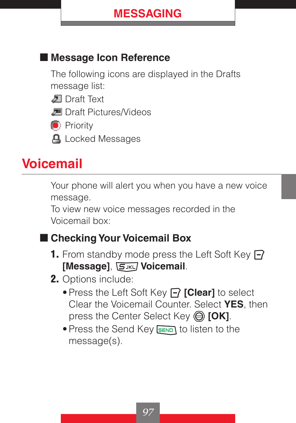Voicemail, Messaging | Casio G'z One User Manual | Page 98 / 242