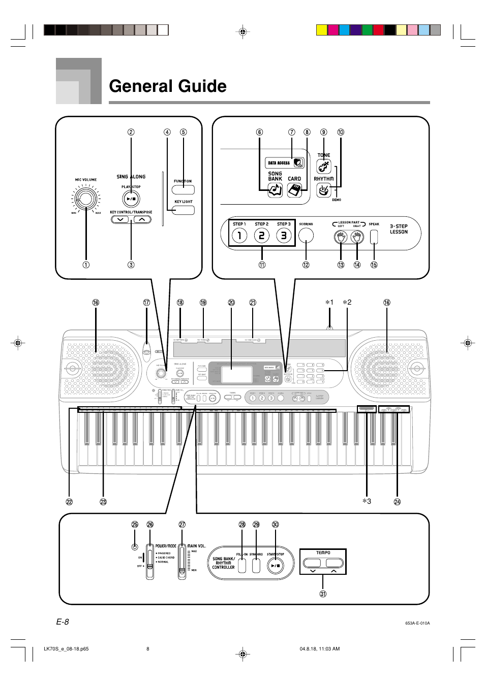General guide | Casio LK70S User Manual | Page 10 / 59