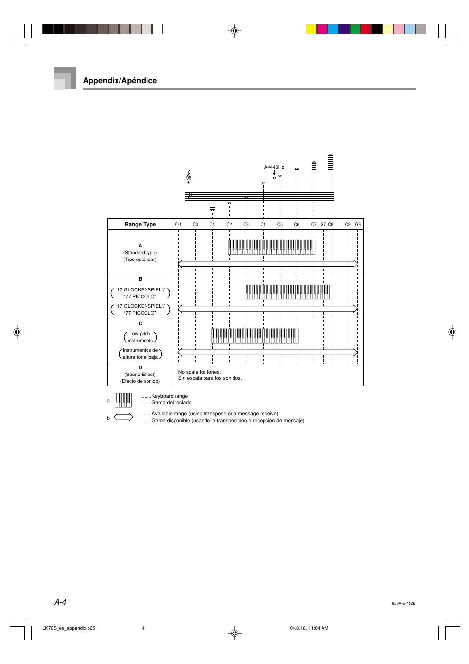 A-4 appendix/apéndice | Casio LK70S User Manual | Page 53 / 59