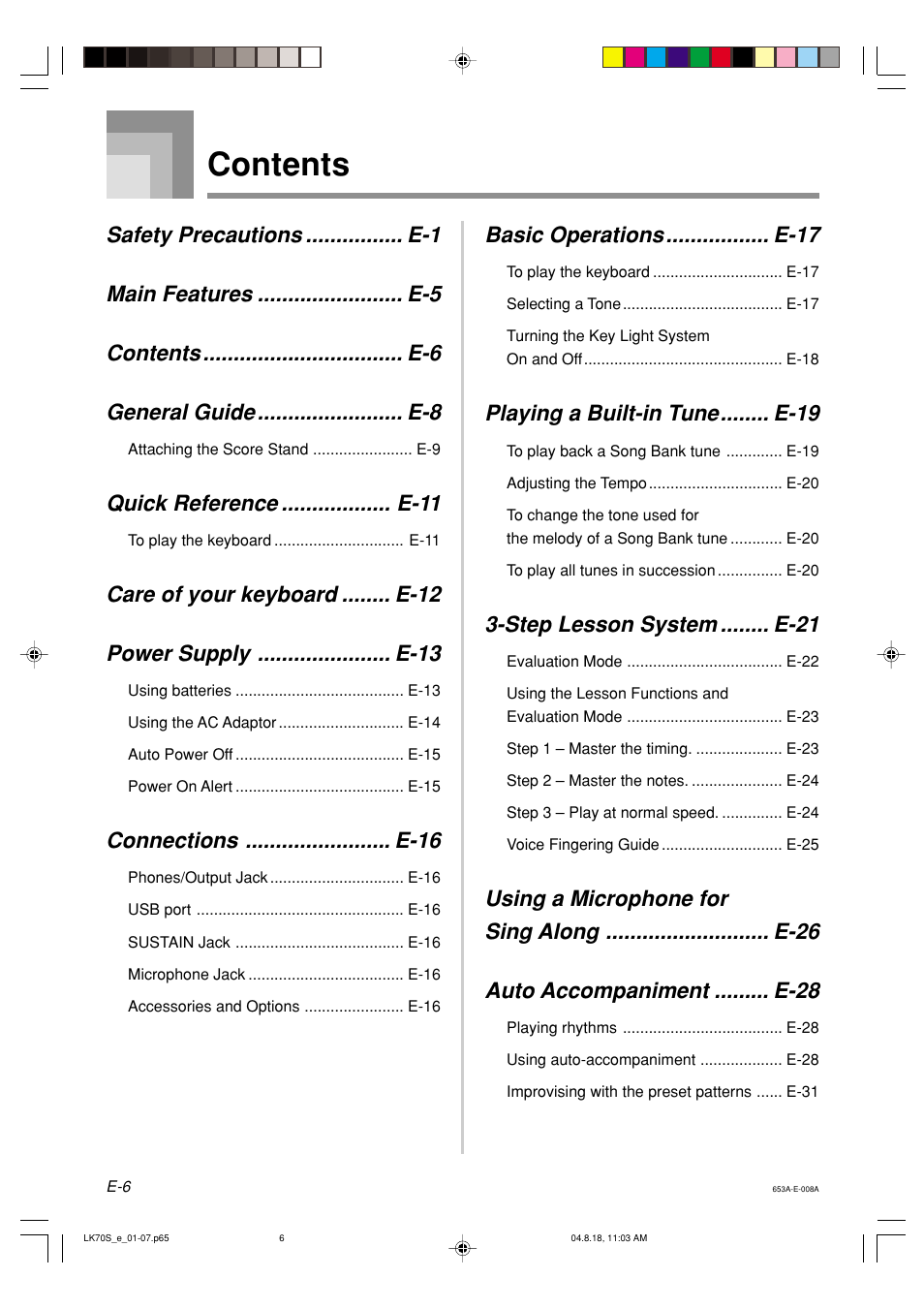 Casio LK70S User Manual | Page 8 / 59