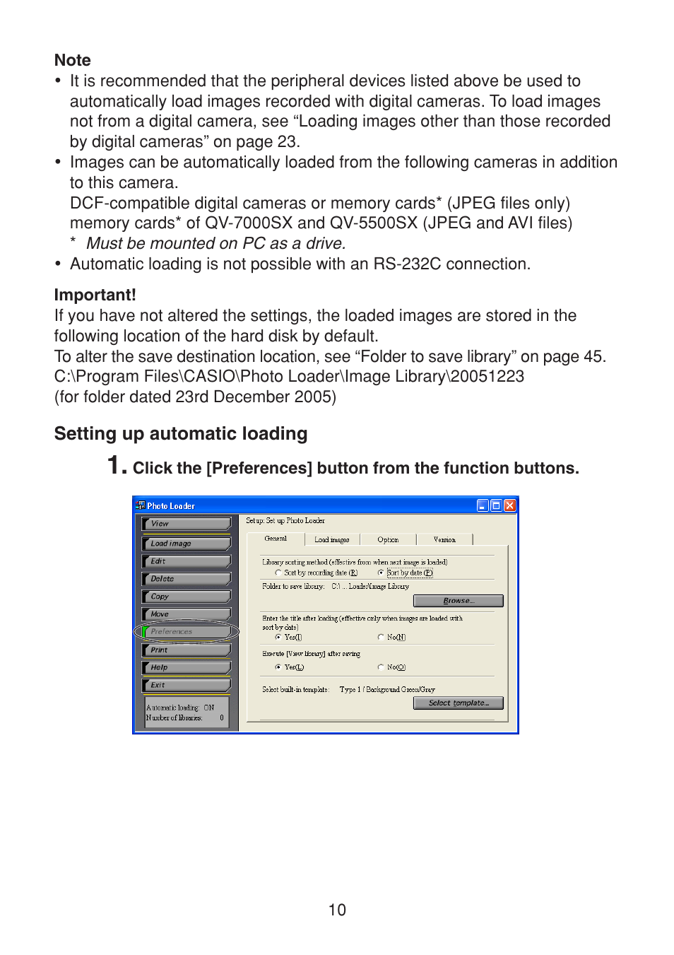 Setting up automatic loading | Casio VERSION 2.3 User Manual | Page 10 / 52