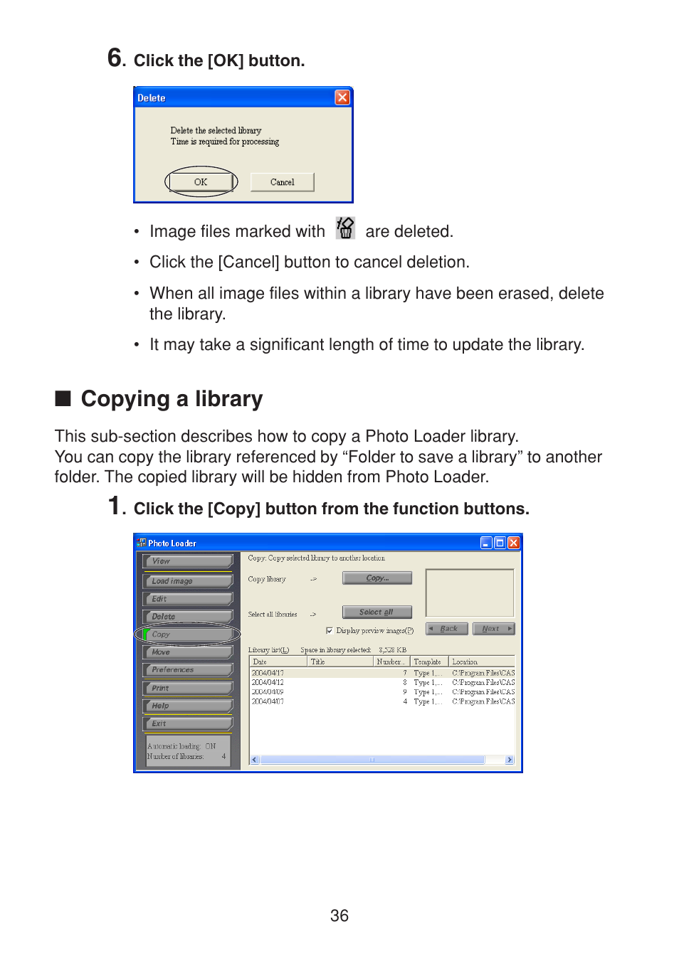 Copying a library | Casio VERSION 2.3 User Manual | Page 36 / 52
