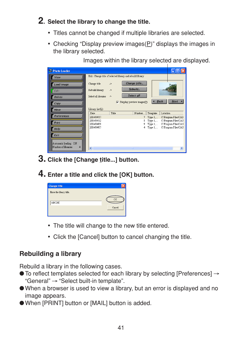 Rebuilding a library | Casio VERSION 2.3 User Manual | Page 41 / 52