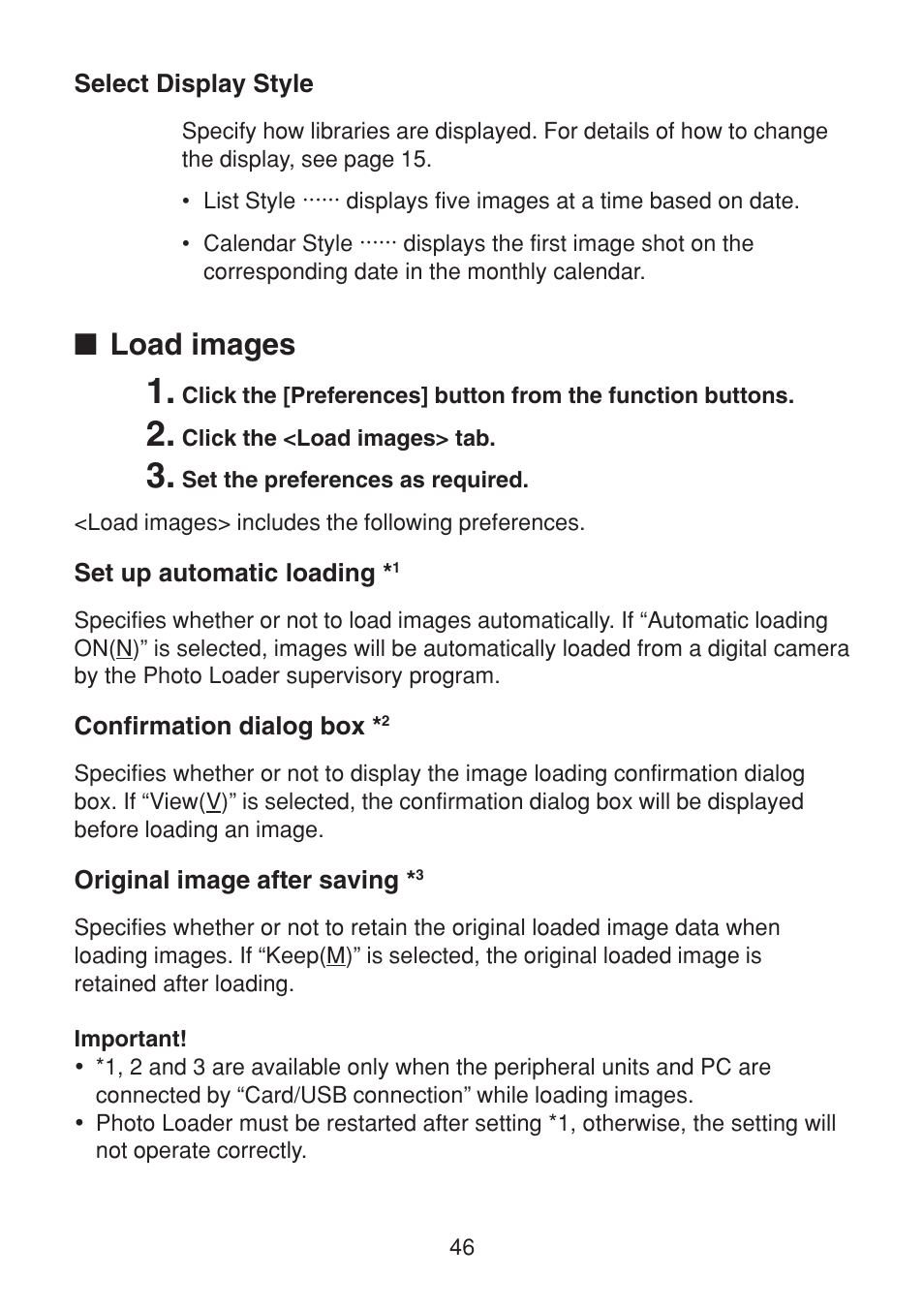 Select display style, Load images, Set up automatic loading | Confirmation dialog box, Original image after saving | Casio VERSION 2.3 User Manual | Page 46 / 52